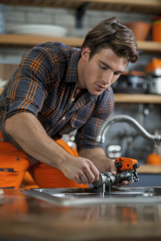 man engaged household task